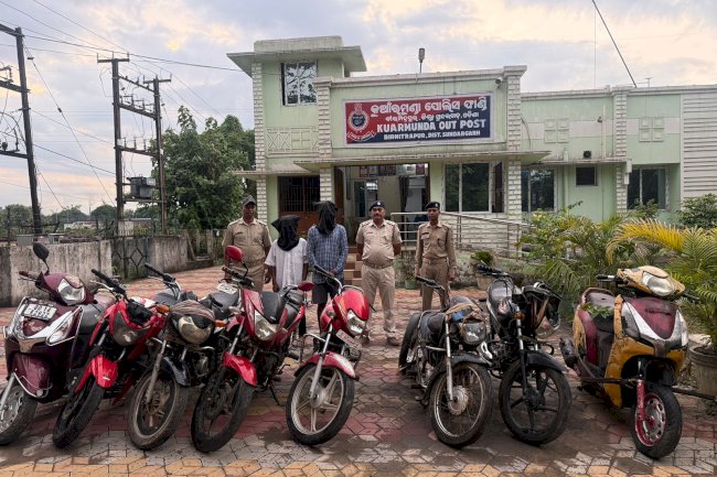चोरी की आठ मोटरसाइकिल बरामद दो गिरफ्तार